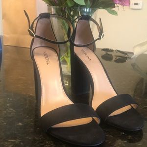 Black suede block heel